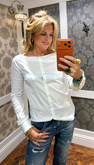 Manda Boatneck Shirt - White