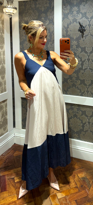 Jaz Dress Navy/ Beige