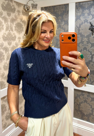 Colette Short Sleeve Knit - Navy