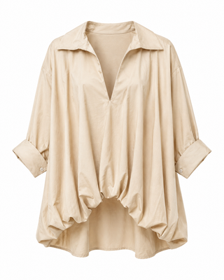 Lottie Drape Shirt - Beige