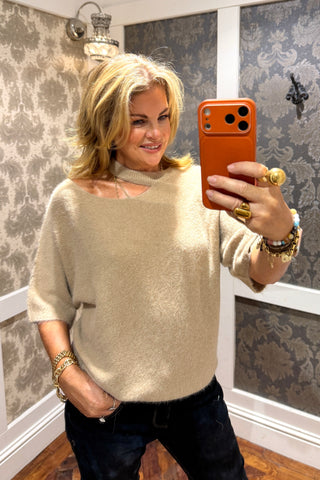 Aria Cut-Out Knit- Beige