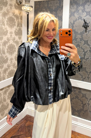 Emily Check Trim Jacket - Black