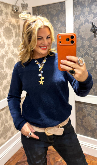 Alina Alpaca Knit Jumper- Navy