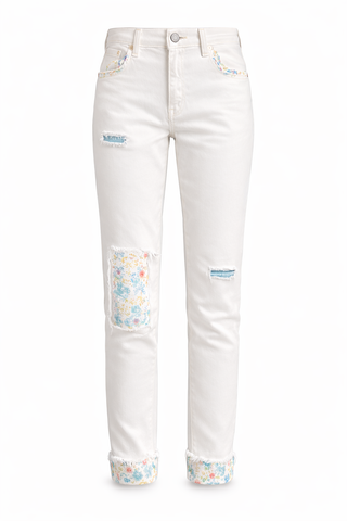 Ditsy Patch Jean - White