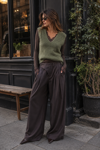 Cashmere Lace Layering Top - Brown