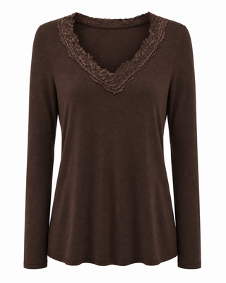 Cashmere Lace Layering Top - Brown