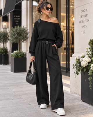 Kyla 2 Piece Leisure Suit - Black
