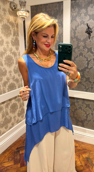Chloe Layered Top -Cobalt Blue