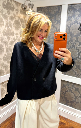 Luna Wrap Knit Cardigan- black