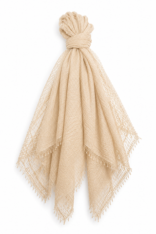 Pam Beige Lightweight Crinkle Scarf- Multi