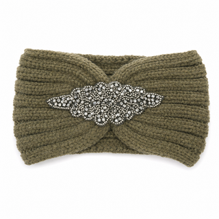 Diamanté Headband -khaki -Sliver