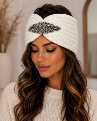 Diamanté Headband -White-Sliver