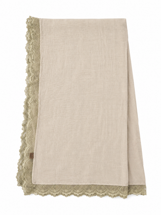 Scarf/Shawl Beige Green Trim