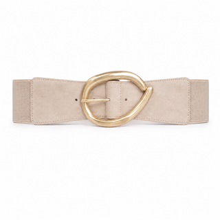 Squoval Elasticated Belt -Beige