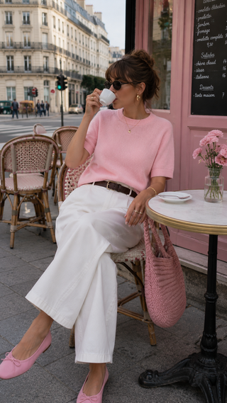 Ariana Short Sleeve Alpaca Knit - Pink