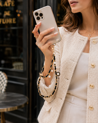 Phone Chain- Chanel Vibe Black/ Hand Hold pearl