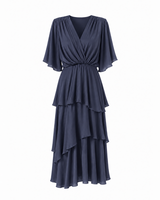 Azure Silk Dress - Navy