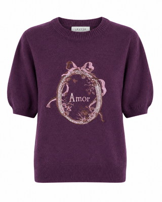 Amour Embroidered Knit - Purple