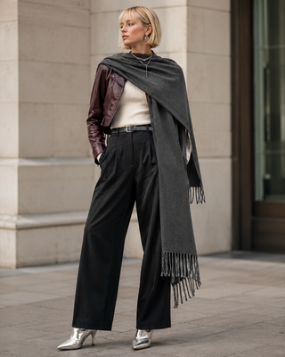 Serena Scarf Grey /Charcoal Reversible