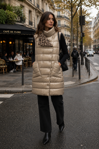 Zadie Reversible Gilet - Greige/leop