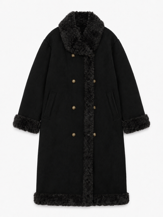 Benny Reversible Afghan-Style Faux Shearling Coat - Black