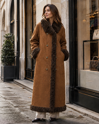 Benny Reversible Afghan-Style Faux Shearling Coat - Brown