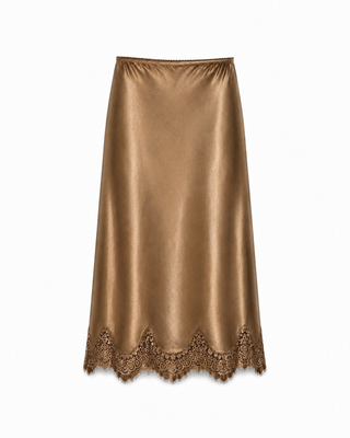 Margot Midi Lace Skirt - Brown