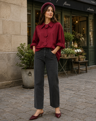 Remi Detachable Button Shirt - Burgundy