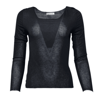 Cashmere Basic Long Sleeve Top - Black