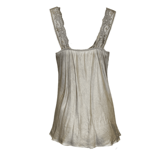 Satin Cami with lace neckline -  taupe-ww.neola.info