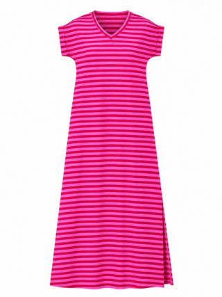 Pam V neck Stripe Red/ Pink Dress